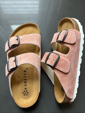 Pink Suede Double Buckle Women’s Sandals